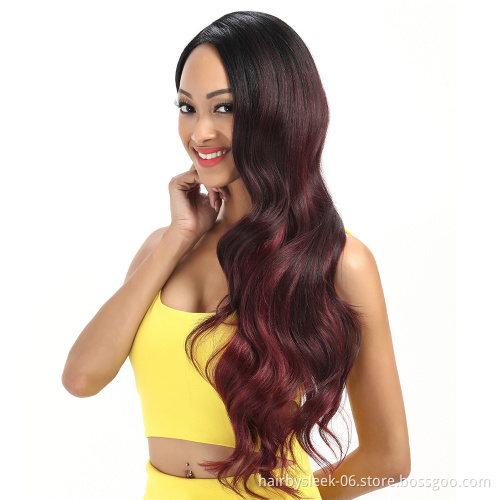 Rebecca Lace front synthetic wave hair wigs ombre color popular body wave high temperature 28inch long wavy wig